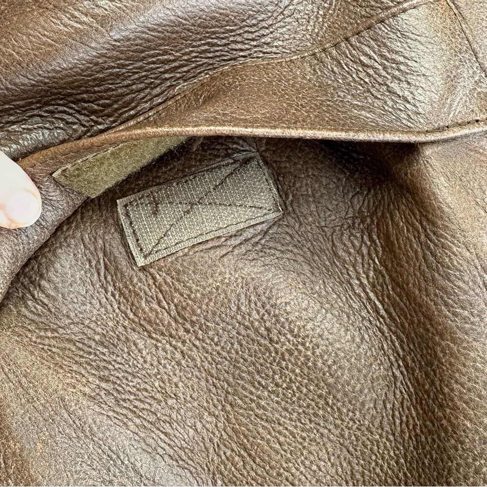 PHILIPPE MONET Vintage Brown Leather Zip Front Bomber Jacket Size 42 - Picture 15 of 16
